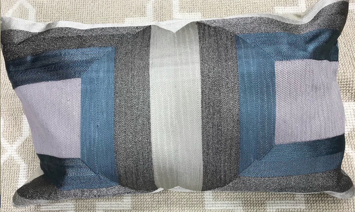 Rectangular blue and grey decorative cushion cover